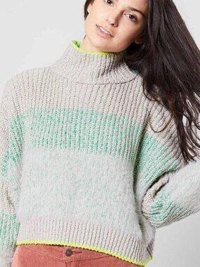 Free People Sunbrite Mock Neck Crop Sweater Size Small Women